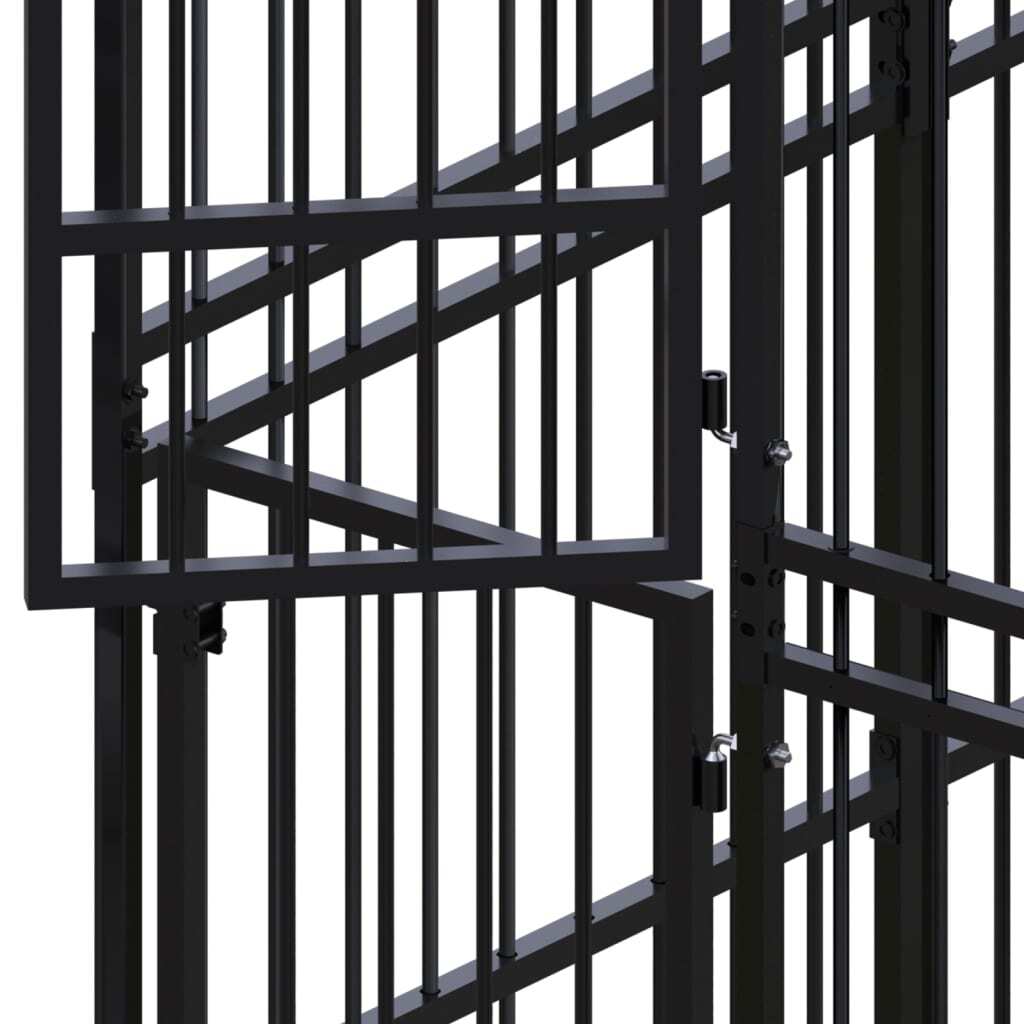Dog Kennel Black Powder-coated Steel Large Durable Dog Kennel