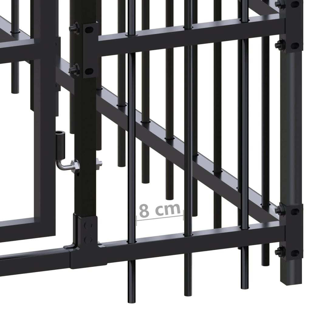 Dog Kennel Black Powder-coated Steel Large Durable Dog Kennel