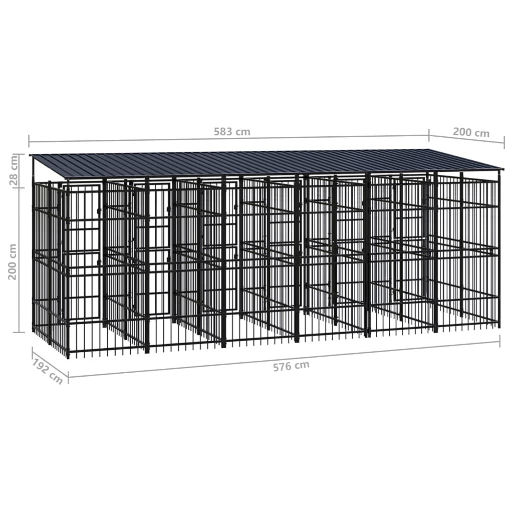 Dog Kennel Black Powder-coated Steel Large Durable Dog Kennel