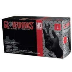 Ammex Corporation Gloveworks Heavy Duty Black Nitrile Gloves Large
