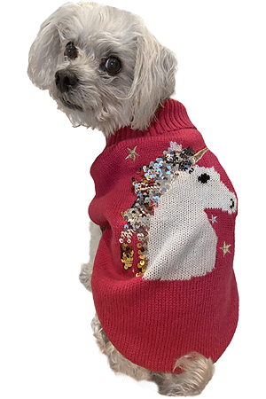 FASHION PET Unicorn Sequin Sweater Fuchsia XS